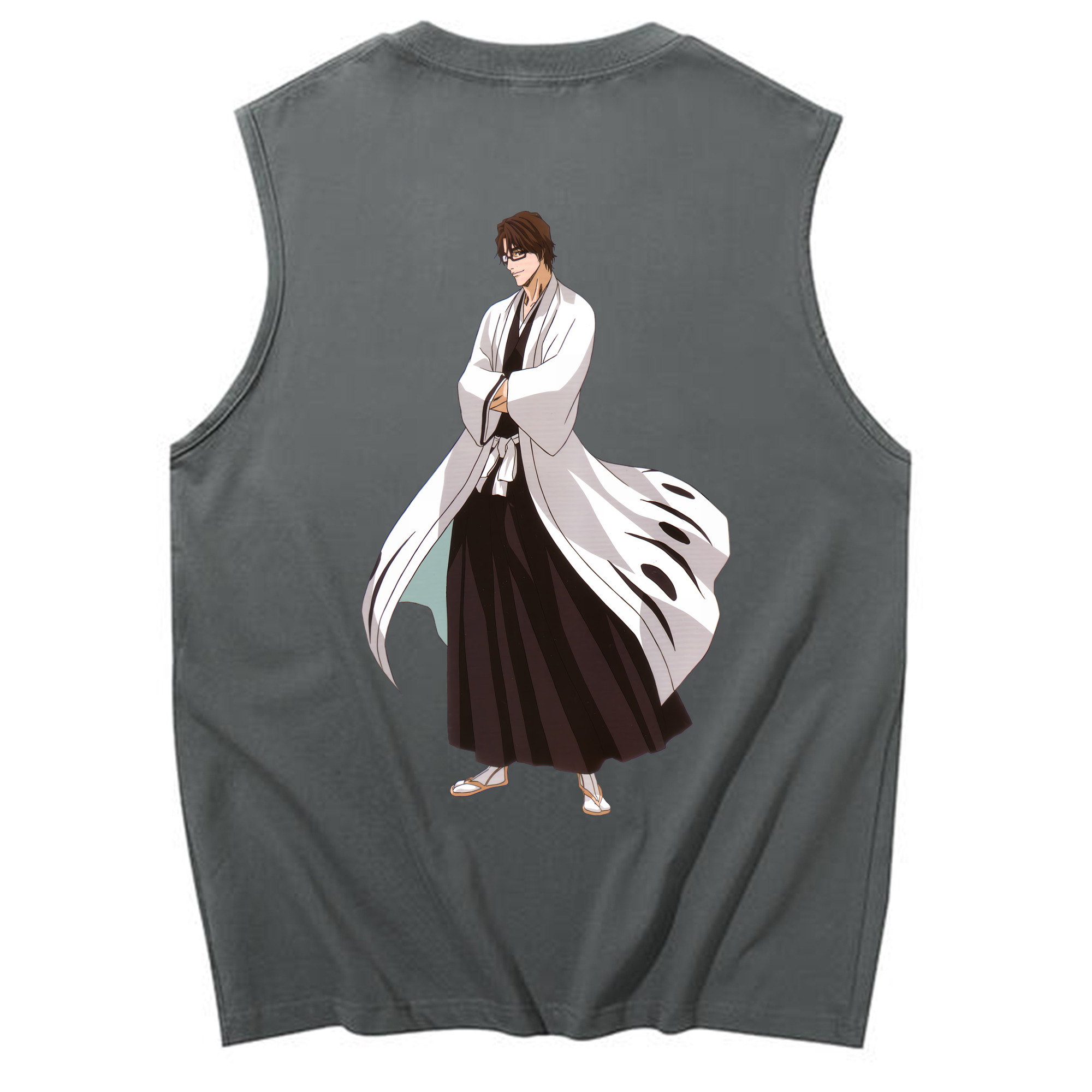 （画像用） ブリーチ 藍染 惣右介（あいぜん そうすけ） BLEACH Aizen Sousuke コットン100％タンクトップ（背面プリント）